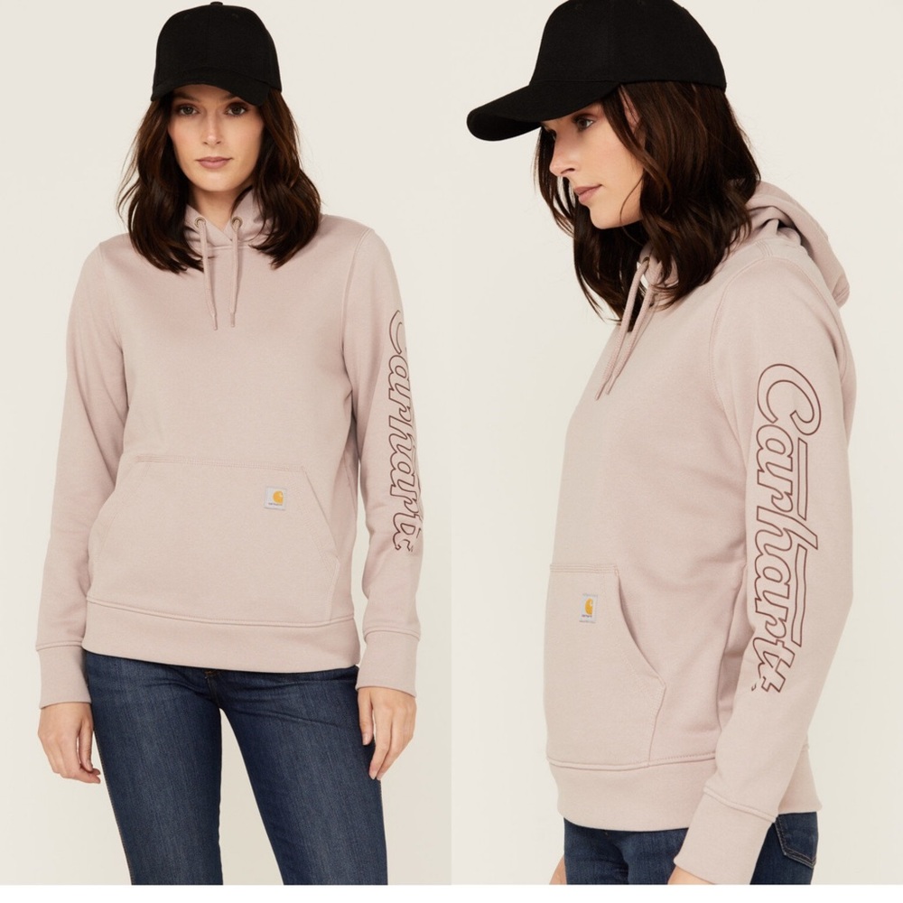 NEW CARHARTT Mauve RAIN DEFENDER® RELAXED FIT MIDWEIGHT HOODED SWEATSHIRT XL